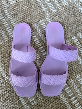 Steve Madden Lavender Braided Double-Strap Slide Sandals
